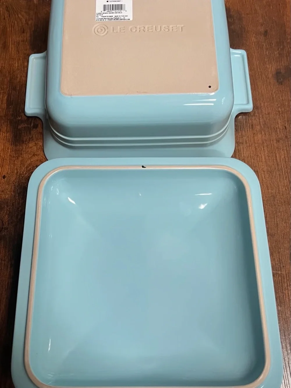 Le Creuset Stoneware Classic Square Baking Dish 23cm 3L with Lid Sky Blue